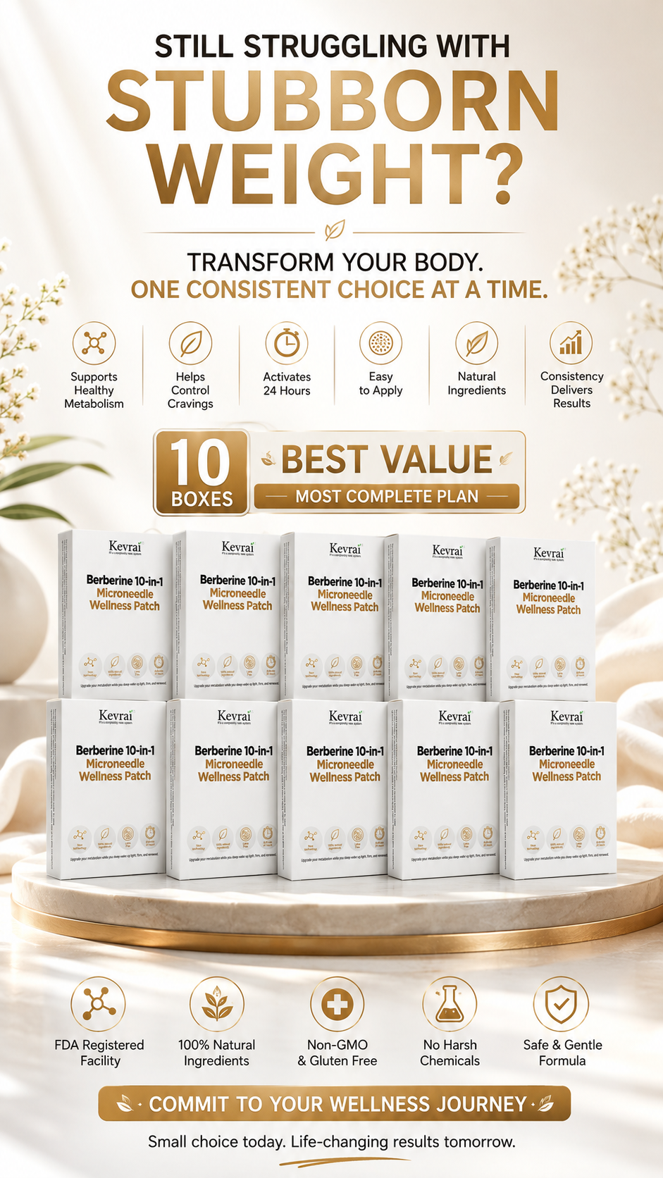 Doctor Recommended 🌟 | Kevrai® Berberine 10-in-1 Nano Microneedle Patch | ✅